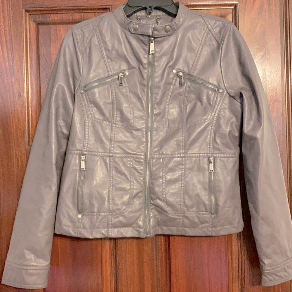 Women’s IZ purple/gray faux leather jacket